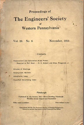 Item #53676 Proceedings of the Engineers' Society of Western Pennsylvania. H. C. And Chas....